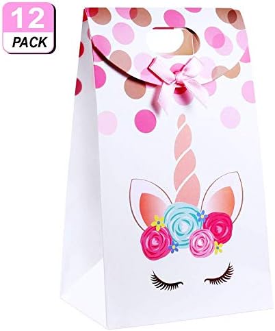 Devoltsom Unicorn Party Favor Treat Bags Party Bags Gifts Bags Party Supplies for Kids Unicorn Themed Party,12 Pack