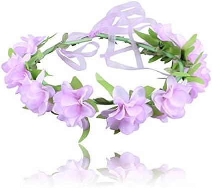 Qhome Womens Wedding Flower Garland Headbands Wreath Cane Hairpin for Travel Photography