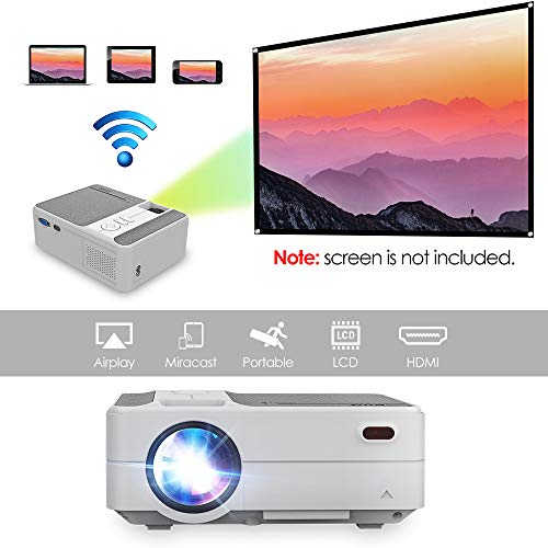 2019 New Mini Portable Home Theater Projector 3200 Lumen 1280720 HD Multimedia Video Projectors for Gaming Movie Blu Ray DVD Laptop PC Smarphone with WiFi Wireless Screen Mirror