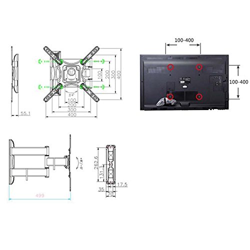 Yuanshikj TV Wall Mount for most 17"-55" LED LCD Plasma Flat Screen Monitor up to 88 lb VESA 400x400 with Full Motion Swivel Articulating 20 in Extension Arm,Bubble Level