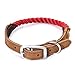 Mile High Life | Premium Cotton Rope Dog Collar | Stainless Steel Pin Buckle Ring Dog Collar | Genuine Leather Belt Collar | for Medium Dog Large Dogs(Red Small Neck 11″-14″ -20 lb)thumb 1