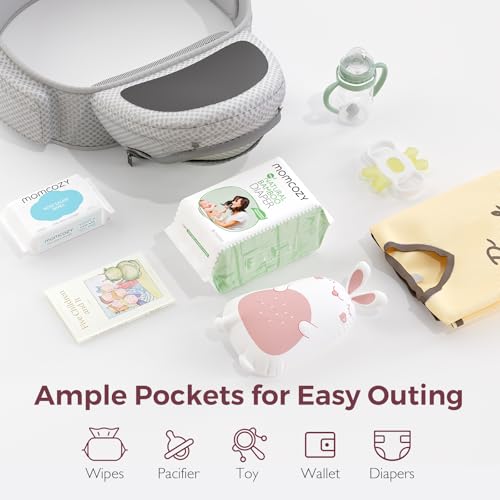 Momcozy Baby Carrier with Hip Seat,Ergonomic Support for Newborn to Toddler (0-36 Months), Hands-Free for Travel, Shopping & Daily Use,Lightweight & Adjustable,Grey