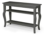Kate and Laurel Lillian Wood Console Table with Display Shelves - Cabriole Legs - Easy-Build Home Decor