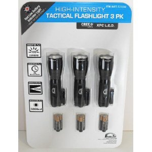TechLite Lumen Master High-Intensity Tactical LED Flashlight 3-Pack