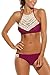 Memory baby Sexy Bikini High Neck Halter Bnikini Set Padding Swimwear (L, Wine Red)