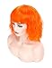 Morvally Short Wavy Curly Bob Wig with Bangs Natural Heat Resistant Synthetic Hair Cosplay Costume Party Wigs (Orange)