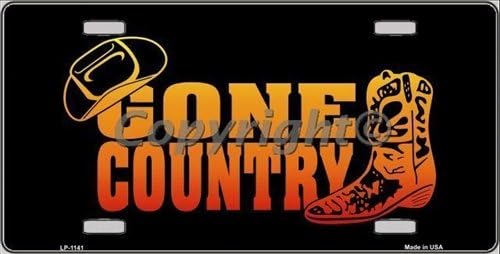 LP-1141 Gone Country Novelty Vanity Metal License d46nT Plate JiVHlHdF Tag Sign metal plate sign licence djdjuei56 bnjdiw89 bndjjrtt5 bncc34 fghw 6" x 12" standard automotive aluminum metal novelty license ISsrBdMOA6 plate with 4 holes for easy mou