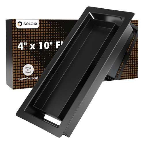 SOLRIX Floor Registers 4x10, Black Flush Floor Vents Heavy Duty Steel Floor Registers Walkable Floor Register Vent Unadjustable Vent Covers for Home Floor Office Property Managers