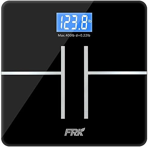 FRK High Accuracy Digital Body Weight Bathroom Scale with Large LCD Backlit Display and Wide Platform, Step-on Technology, 400. lb Capacity, 2-Year Warranty
