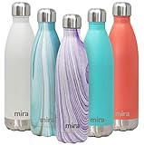 MIRA Vacuum Insulated Travel Water Bottle | Leak-proof Double Walled Stainless Steel Cola Shape Sports Water Bottle | No Sweating, Keeps Your Drink Hot & Cold | 25 Oz (750 ml) | Purple Granite
