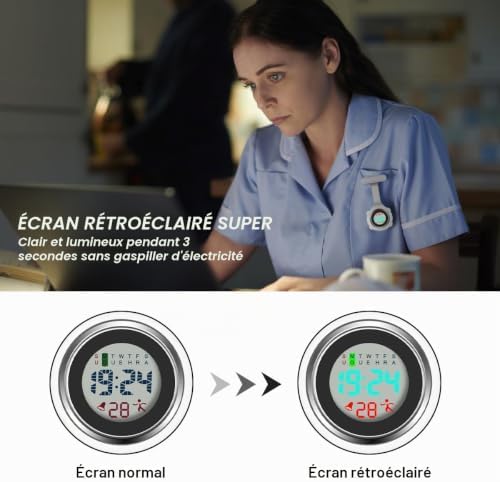 Montre Infirmière Broche Montre Infirmière en Silicone avec Clip Infirmières Poche FOB Montres Suspendue Poche Broche Fob Montres pour Infirmières Médecin Blanc