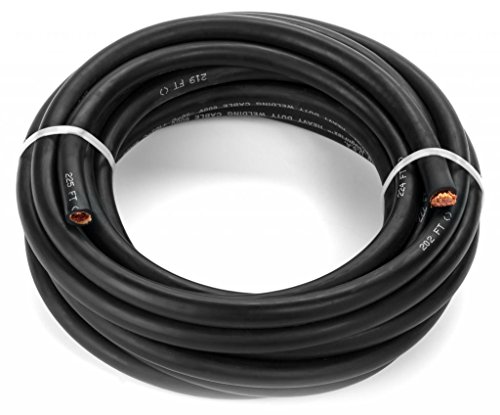 EWCS 1/0 Gauge Premium Extra Flexible Welding Cable 600 Volt - Black - 25 Feet - Made in the USA