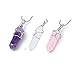Gemstone Pendant Necklace 3 Pcs,Haluoo Hexagonal Prism Crystal Pendant Necklace Women Amethyst Pink Crystal White Crystal Healing Pendant Necklace Long Ball Chain Women Jewelry (Purple,Pink, White)thumb 1