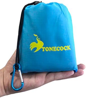 Stonecock Beach Blanket/Compact Pocket Blanket 55″x71″ - Waterproof Ground Cover, Sand Proof Picnic Mat for Travel, Hiking, Camping, Festival, Sports - Durable Tarp w/Corner Pockets, Loops, Bag