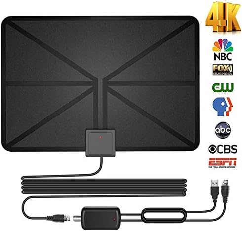 HD Digital TV Antenna - Best Amplified HDTV Antenna 60 Mile Range Support 4K 1080p, VHF UHF Freeview Channels with Detachable Amplifier, Power Adapter and 13.2ft Longer Coax Cable