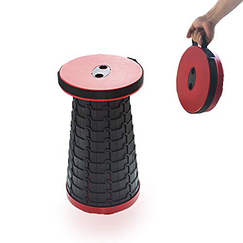 Heartbeat Retractable Folding Stools Sturdy Portable Lightweight Plastic Stool, Holds up 330 Lbs, Outdoor Travel Camping Fishing Garden Folding Stool (red)