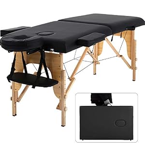 Portable Massage Table Spa Bed Folding 84 Inch Height Adjustable 2 Fold Massage Bed with Carry Case PU Leather…