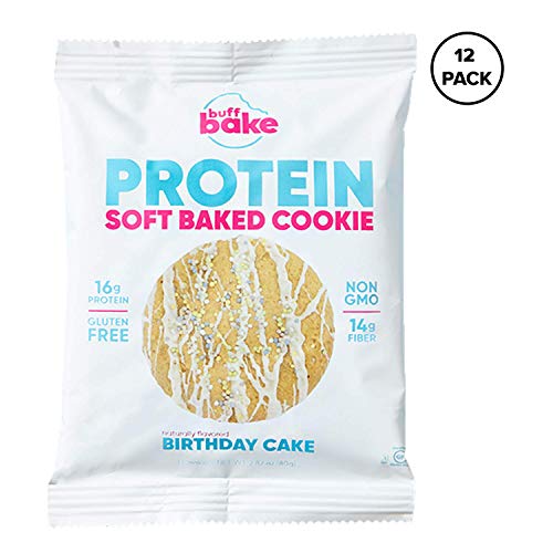 Protein Cookies - 16 Grams of Whey PROTEIN SNACKS, Low Carb, High Protein, Gluten Free, Non-GMO and Great Source of Fiber (Birthday Cake, 12 Count, 2.82 oz)