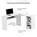 LANGRIA L-Shaped Computer Corner Desk, PC Latop Study Table, Modern Home Office Workstation with Mute Sliding Keyboard Tray and 2-Bookshelf Table, White
