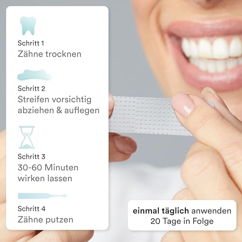 Uniquesmile Teeth Whitening Strips Test Winner 2024 - Whitening Strips without Peroxide - Teeth Bleaching Gentle on Enamel - Natural Formula - 28 Strips / 14 Applications - Test 100 Days