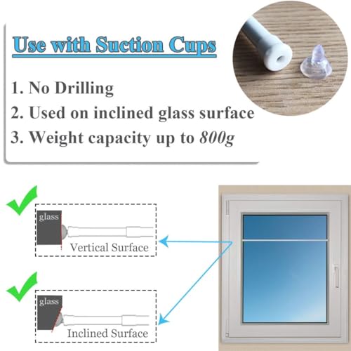 2 Pieces Glass Curtain Rods Without Drilling - Extendable Pressure Curtain Rod Rod with Spring Pressure Curtain Poles, Diameter 10mm, 30-45cm(White)