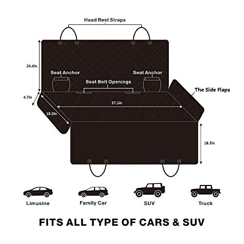 NHILES Dog Bench Seat Cover, Trunks SUV Cars, Washable Waterproof Scratchproof Durable Vehicle Protection with Side Flaps, Pad with Anchors, Universal Fit