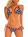 PARICI Sexy Bikini Set Halter Padded Top & Scrunch Bottom American Flag Swimsuit, RoyalBlue, M(US Size:8-10)