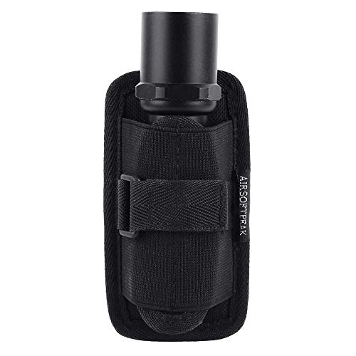 AIRSOFTPEAK Flashlight Pouch Holster Carry Case Holder with 360 Degrees Rotatable Belt Clip, Black