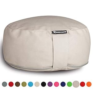 Comprar BODYMATE Cojín de Yoga Redondo | 31 cm diámetro 13 cm Alto | Relleno de cáscaras de Trigo sarraceno | Funda extragruesa - Cojín de meditación