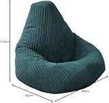 Beautiful Beanbags Jumbo Cord Beanbag Chair - Teal High Back Lounger view 3