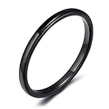 2mm Black Ceramic Rings for Women Comfort Fit Engagement Wedding Band