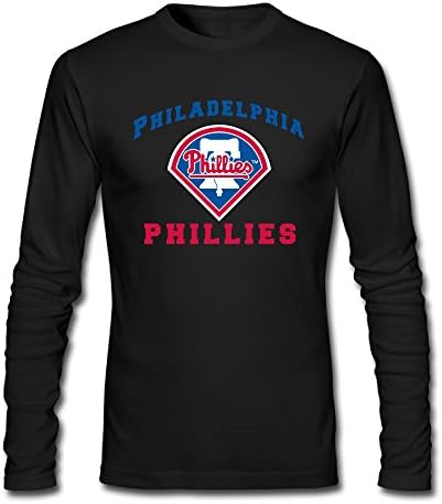 Men's Fashion Phillies Logo Long-sleeve Tshit Black US Size M
