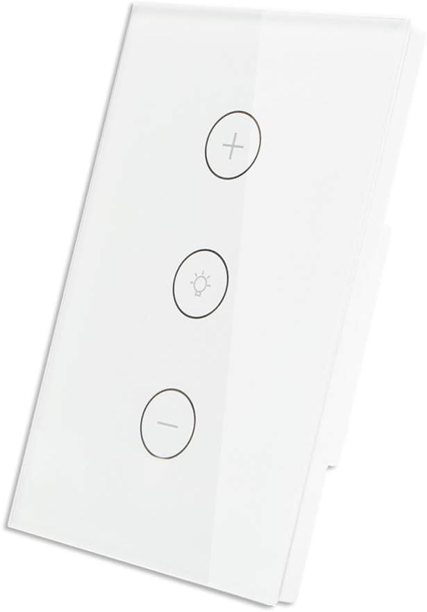 Smart WiFi Dimmer Light Switch, Glass Touch Panel Wireless Remote Control Anywhere Compatible with Alexa and Google Assistant Timing Function No Hub Required, work with Smart Life app