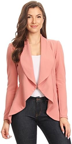 Women's Casual Work Office Long Sleeve Open Front Blazer Jacket with Plus Size