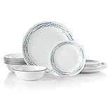 Corelle 18-Piece Service for 6, Chip Resistant, Ocean Blues Dinnerware Set,