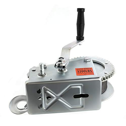 AUXMART 3200lbs Boat Trailer Winch Heavy Duty Hand Winch with 26FT Strap and Hook, 2 Ways Hand Cable Crank Winch for ATV, Boat, Truck, Trailer - Image 4