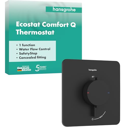 hansgrohe 33712670 Ecostat Comfort Q Thermostat for Concealed Installation for 1 Function, Matt Black, 1 Verbraucher