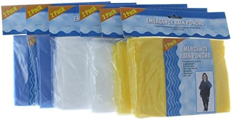 Lot of 12 Emergency Rain Poncho Lightweight Hood Camping Outdoor Rain Coat