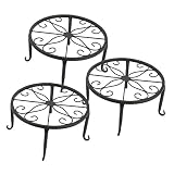 Tosnail 3 Pack Metal Potted Plant Stands Plant Holder (Black)