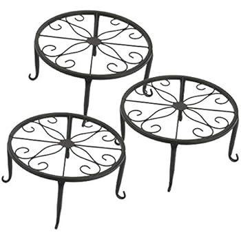 Tosnail 3 Pack Metal Potted Plant Stands Plant Holder (Black)