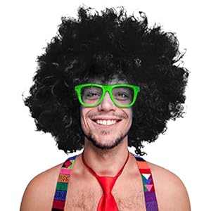 280g XXL Peluca Afro Cabeza rizada Peluca Black Peluca Afro Peluca de rizos Carnaval Negro, Blanco, Rubio, Rojo, Turquesa, Verde, Fucsia – Negro