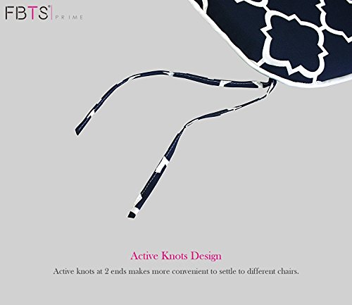 FBTS Prime Chair Cushion 16 x 17 Inches Indoor/Outdoor Seat Pads Square (Set of 2, Navy, Quatrefoil Lattice) for Outdoor Patio Furniture Garden Home Office