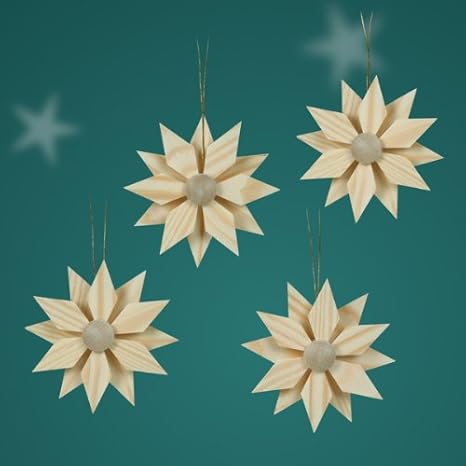 Baumbehang Stern – Christbaumschmuck – Weihnachtsbaumschmuck – Anhänger – Holz - Strauchanhänger - Durchmesser 6,5 cm – Erzge
