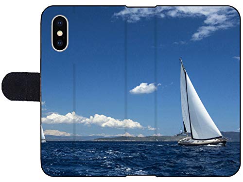 Liili Premium iPhone XS MAX Flip Micro Fabric Wallet Case Sailing Regatta Yachting Luxury Yachts 29208685
