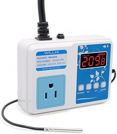 WILLHI WH1436B 550F High Temperature Controller with sensor Plug-and-Play Digital Controlled Outlet Cooling OR Heating for Pet Animal Dog Cat Reptile Aquarium Bird Chick Egg Incubator Brooder
