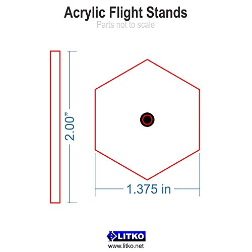 Acrylic Flight Stands, 1.375 inch Hexagon, 3mm Clear, 1.5 inch Peg (25)