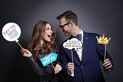 Funny Birthday Photo Booth Props - 47 Pieces - 21st - 30th - 40th - 50th - 60th - 70th - 80th - 90th â€“ Birthday Party Supplies, Decorations and Favors