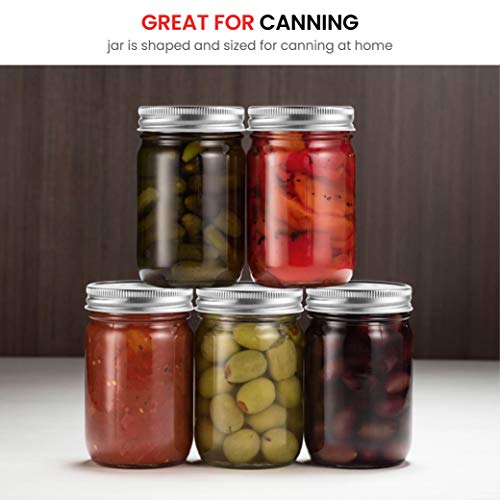 Glass Regular Mouth Mason Jars, Glass Jars with Silver Metal Lids for