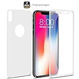 iPhone X Screen Protector,9H Hardness iPhone X Front Back Tempered Glass Screen Protector 5D Full Coverage(white)((1 Front and 1 Back)