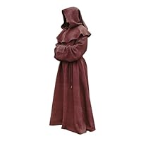 Brown Monk Robe and Hood Costume. Wizard Robe, Priest Robe, Mage Robe,One size